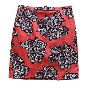 NWT Anthropologie Maeve Orange Wine White Floral Pencil Skirt Size 12